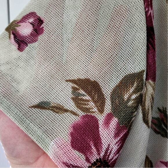 Vintage Periwinkle Mint Green Burgundy Floral Knee Midi Dress Plus Size 18 - Picture 6 of 7